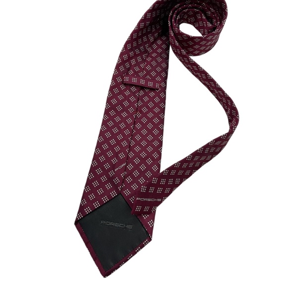 PORCHE Burgundy Geometric Silk LUXURY Tie ITALY - Picture 2 of 6